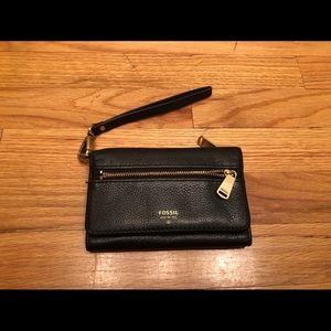 Black pebble leather Fossil wallet
